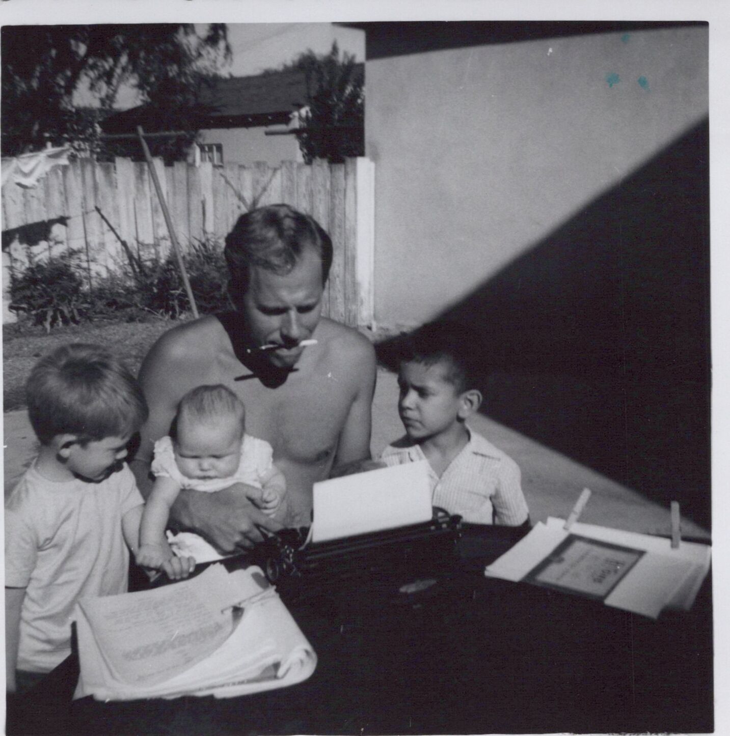Rance Howard at typewriter